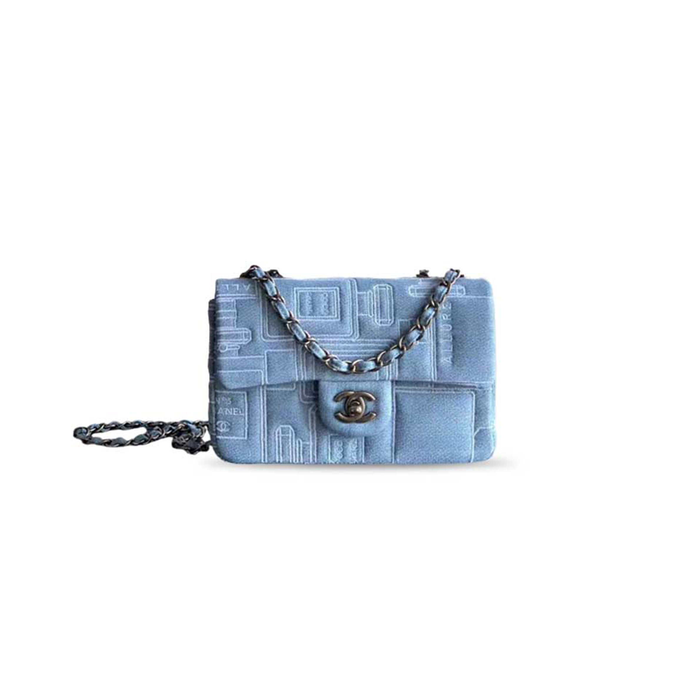 ch**el small perfume bottle single flap cf embroidered De*1m shoulder bag (20*12*6cm)